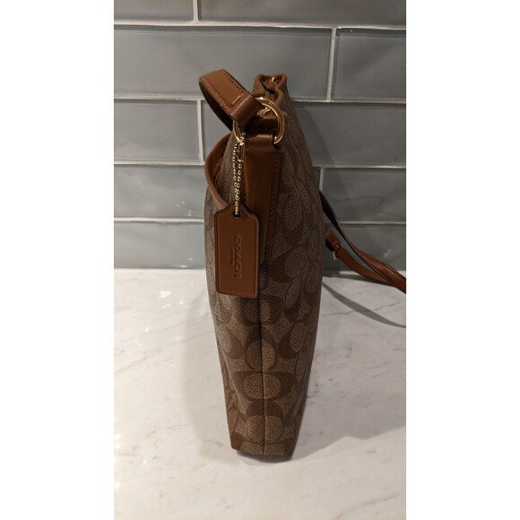 COACH #F58297 Signature File Crossbody Zip Top Handbag Khaki/Saddle WORN ONCE!!! - Picture 13 of 16